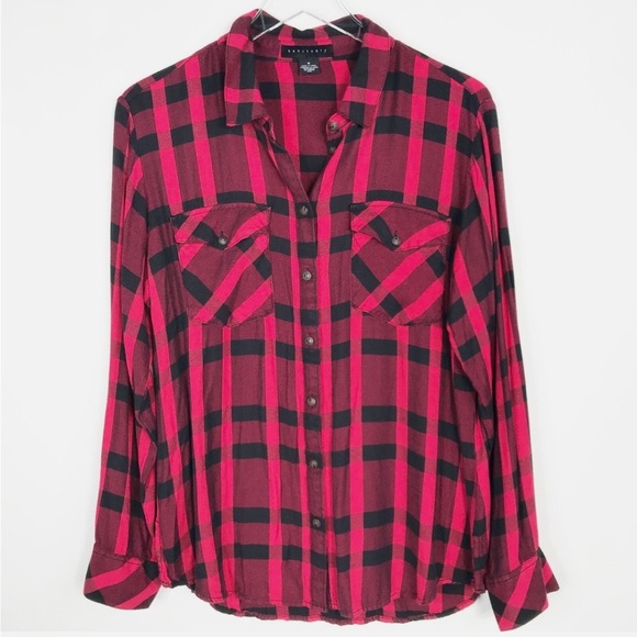 Sanctuary plaid cozy snap button oversized flannel shirt - Picture 4 of 5